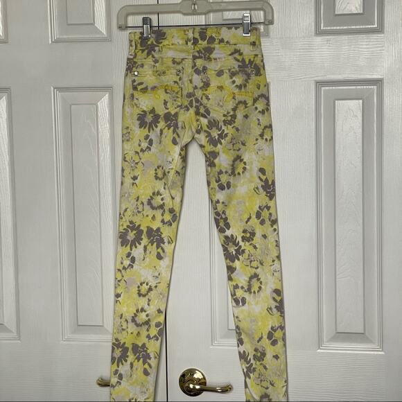 Justice girls yellow gray splash  leggings pants Size 12S - Picture 6 of 7